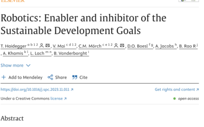 Publication! Robotics: Enabler and inhibitor of the Sustainable Development Goals